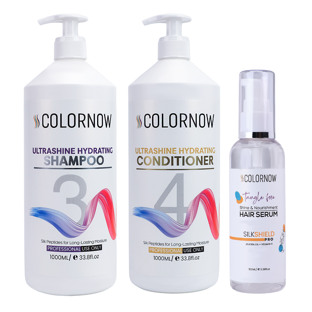 Ultra Shine Hydrating Clarifying Shampoo & Conditioner 1 Ltr &  Silkshield Pro Hair Serum 250 ml